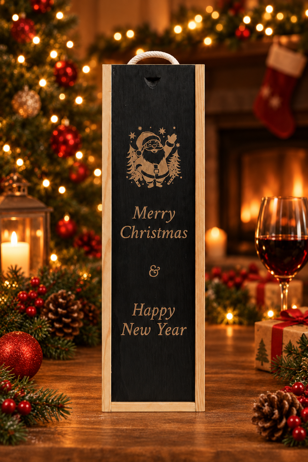 Personalised Wine Box Christmas Gift Thank You Custom Laser Engraved
