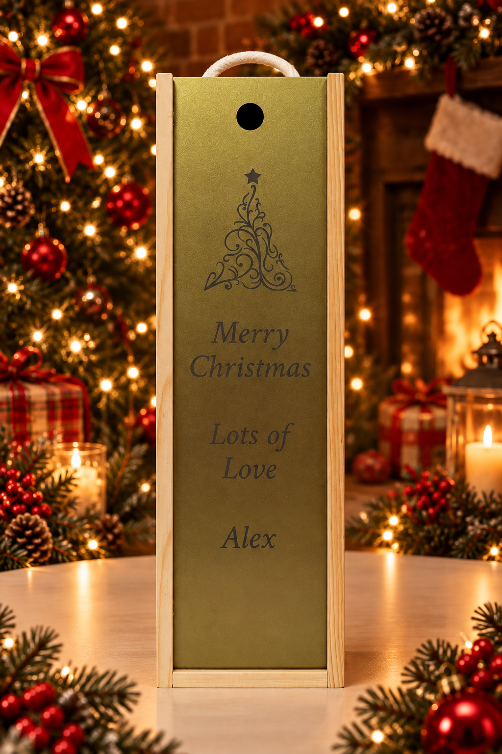 Personalised Wine Box Christmas Gift Thank You Custom Laser Engraved