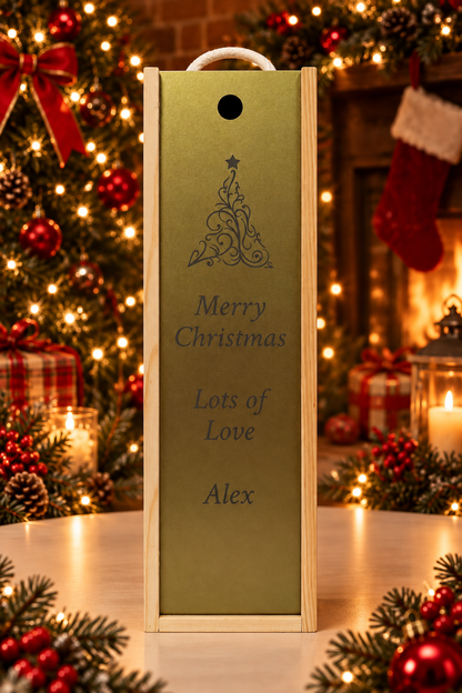 Personalised Wine Box Christmas Gift Thank You Custom Laser Engraved