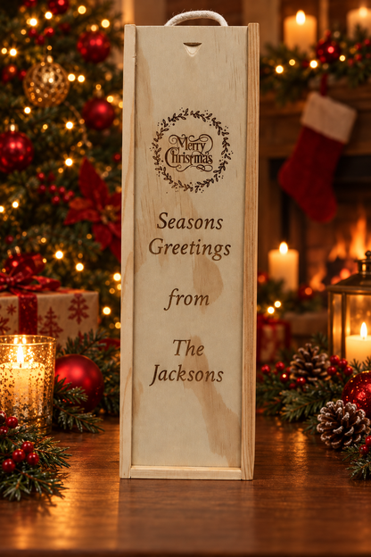 Personalised Wine Box Christmas Gift Thank You Custom Laser Engraved