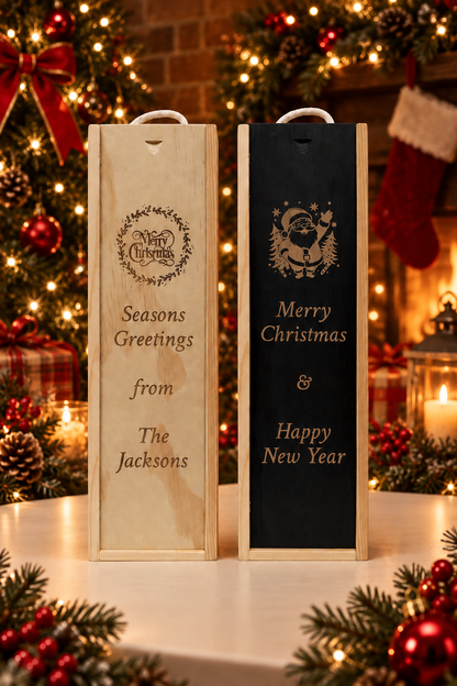 Personalised Wine Box Christmas Gift Thank You Custom Laser Engraved