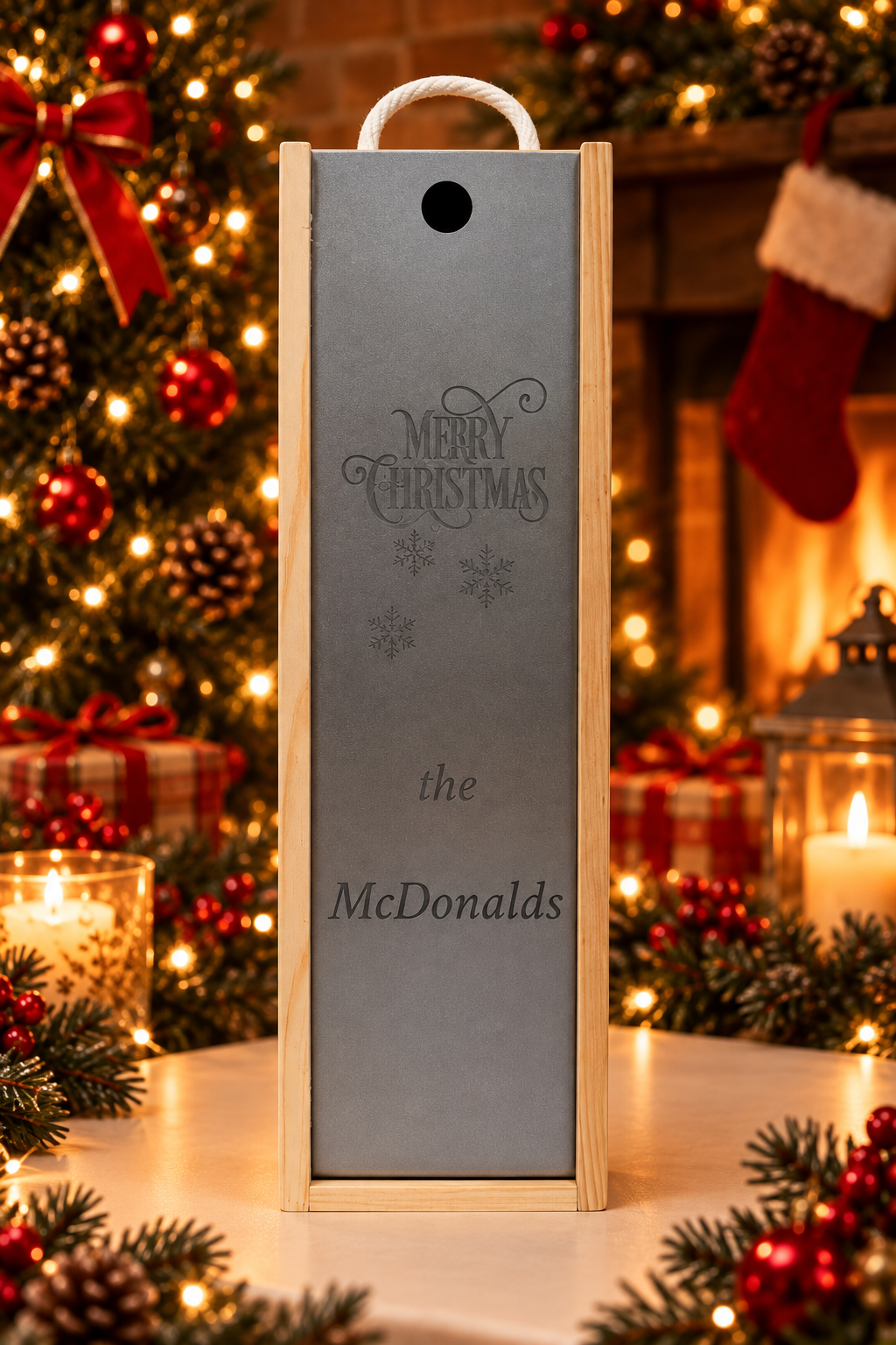 Personalised Wine Box Christmas Gift Thank You Custom Laser Engraved