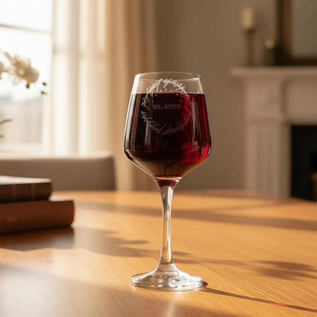 Personalised - Engraved LotR inspired Wine glass - choose from 6 designs