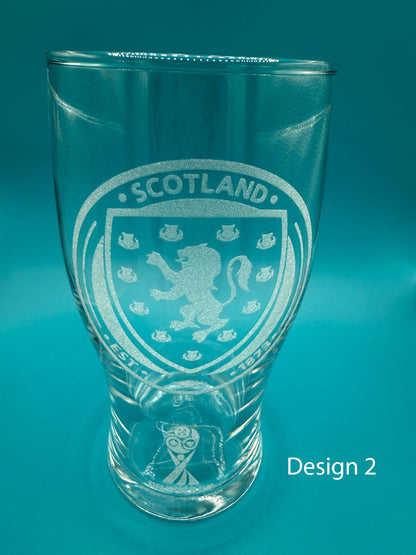 Scotland Football World Cup 2026 engraved pint glass - Choice of 3 designs.