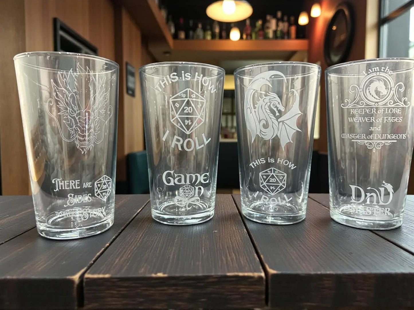 Dungeons and Dragons themed Pint Glass 24 Options - Presentation Box