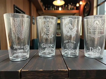 Dungeons and Dragons themed Pint Glass 24 Options - Presentation Box