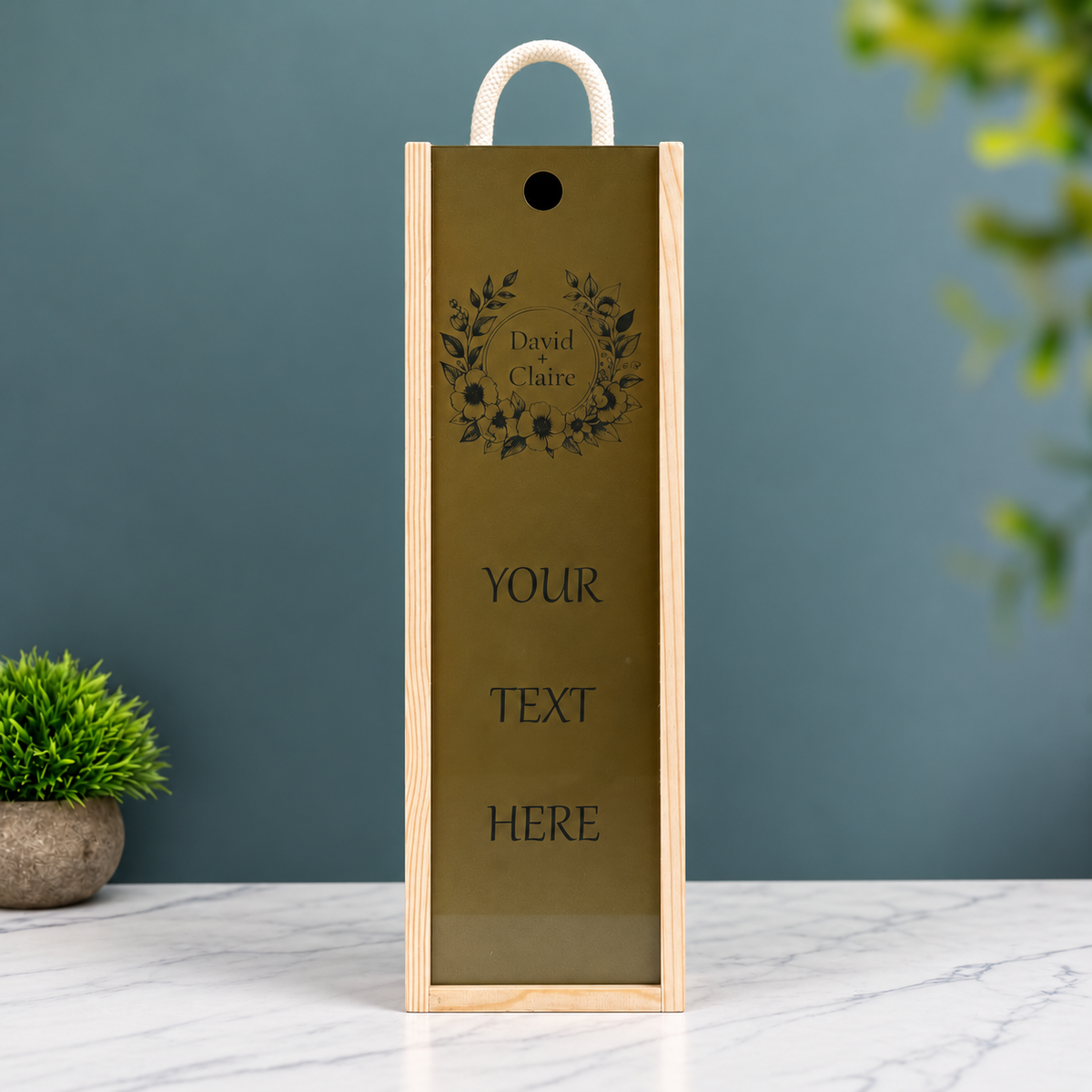 Personalised Wine Box Engagement Celebration Wedding Gift Custom Laser Engraved