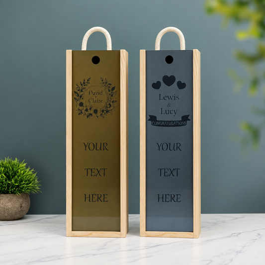 Personalised Wine Box Engagement Celebration Wedding Gift Custom Laser Engraved