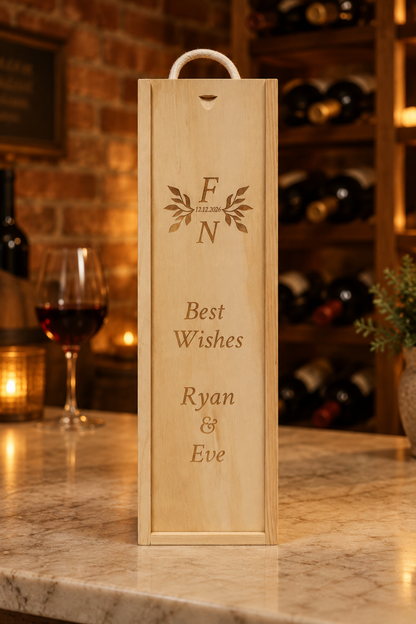 Personalised Wine Box Engagement Celebration Wedding Gift Custom Laser Engraved