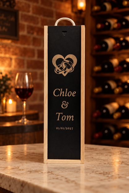 Personalised Wine Box Engagement Celebration Wedding Gift Custom Laser Engraved