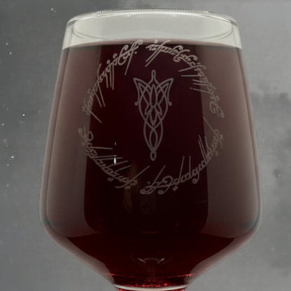 Personalised - Engraved LotR inspired Wine glass - choose from 6 designs