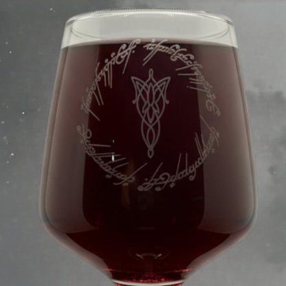 Lord of the Rings Inspired Engraved Wine Glass, Personalised, another view
