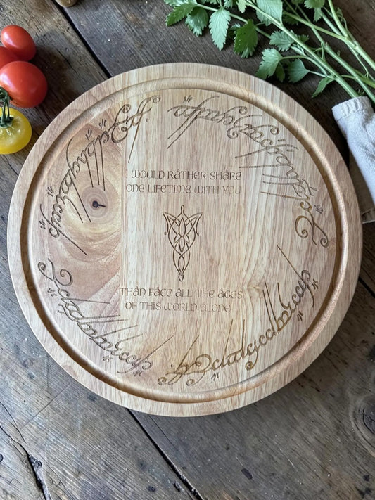 Lord of the Rings inspired Evenstar Round Chopping Board.