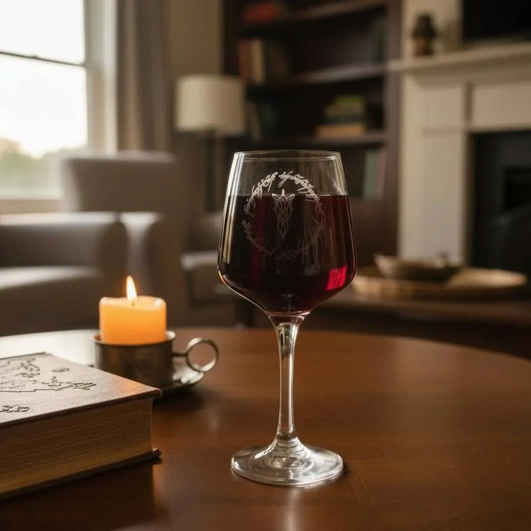 Personalised - Engraved LotR inspired Wine glass - choose from 6 designs