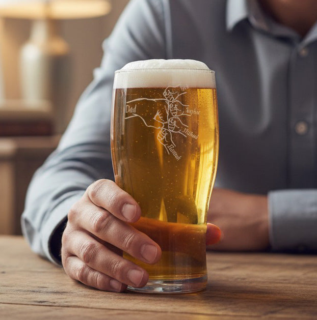 Personalised - Fathers Day - Fist Bump - Engraved Pint Glass - Presentation Box