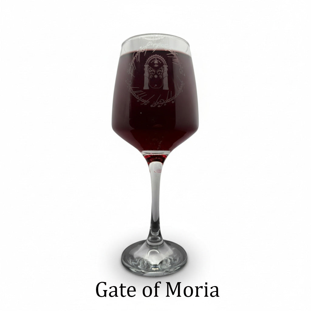 Personalised - Engraved LotR inspired Wine glass - choose from 6 designs