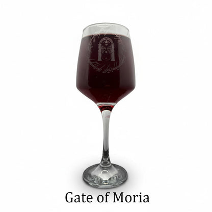 Personalised - Engraved LotR inspired Wine glass - choose from 6 designs