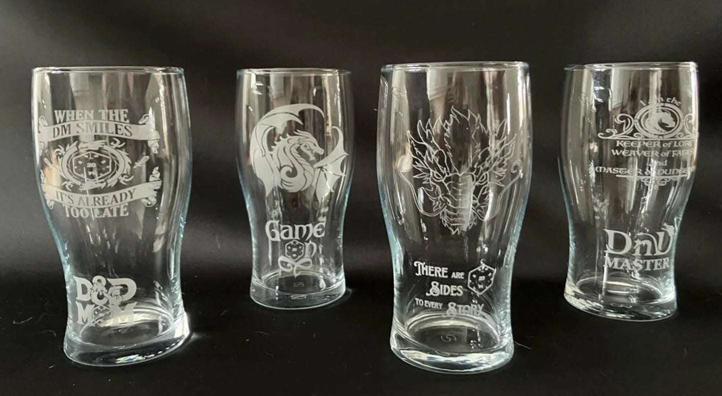 Dungeons and Dragons themed Pint Glass 24 Options