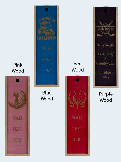 Golf - Personalise - Bespoke Bottle Box - Choose from 10 Designs - 6 Colours - Wood and Acrylic