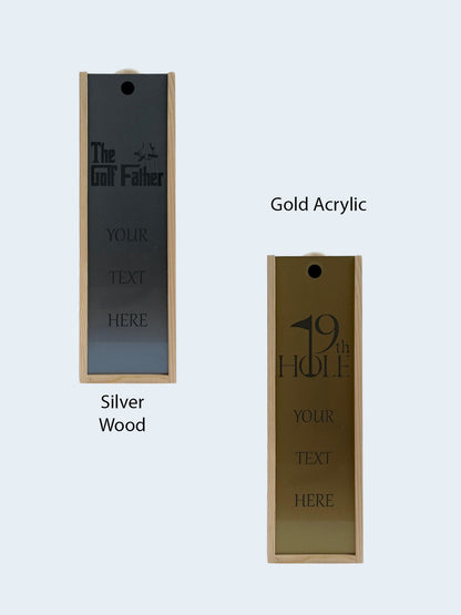 Golf - Personalise - Bespoke Bottle Box - Choose from 10 Designs - 6 Colours - Wood and Acrylic