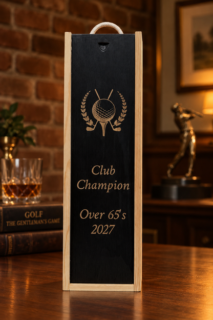 Personalised Wine Box Golf Gift Retirement Celebration Presentation Custom Laser Engraved