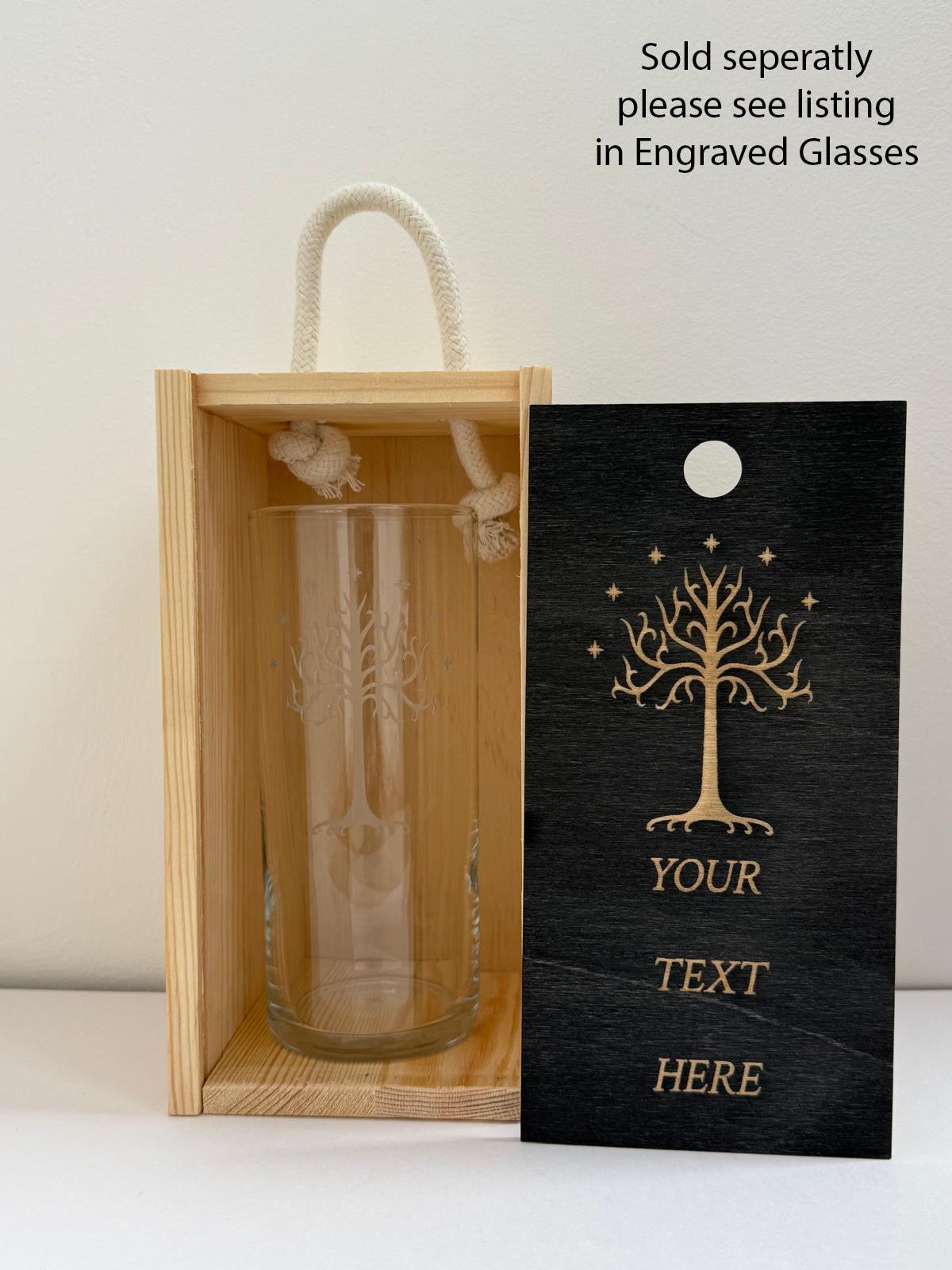 Engraved LotR inspired highball glass - choose from 7 designs - Presentation Box