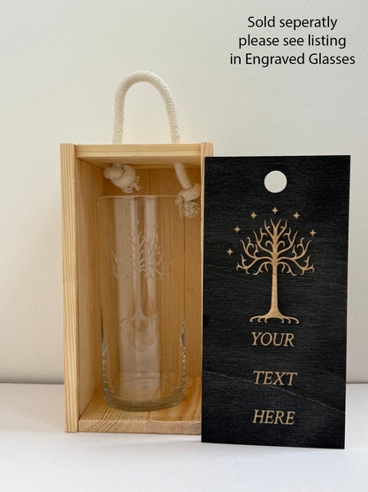 Engraved LotR inspired highball glass - choose from 7 designs - Presentation Box