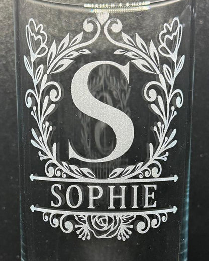 Monogram Engraved Highball Glass, Personalised, another view