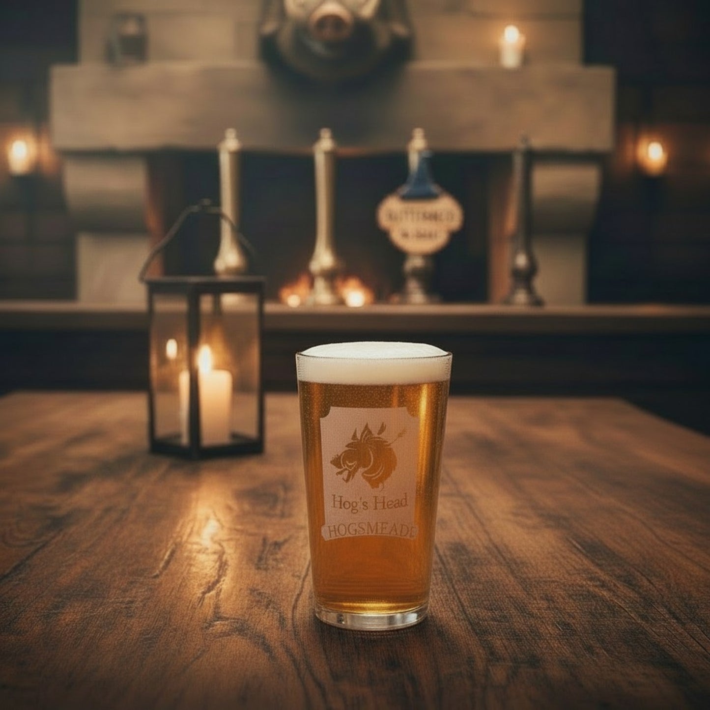 Hogs Head - Pub Sign - Harry Potter - Engraved Pint Glass - Presentation Box