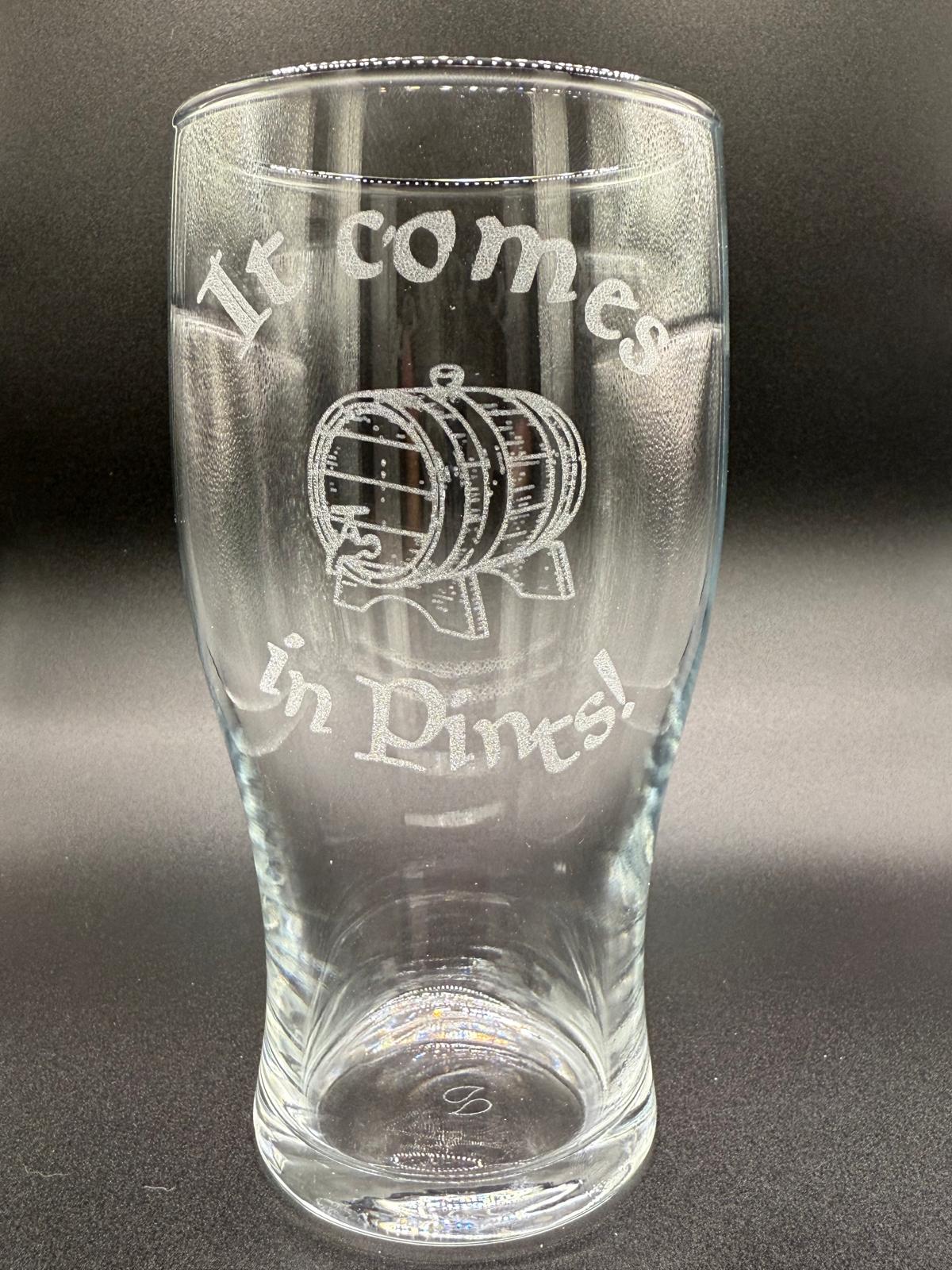 It Comes in Pints - Barrel - Lord of the Rings- Engraved Pint Glass