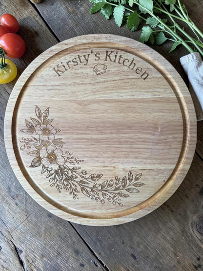 Personalised Round Chopping or Serving Board. - presentation, charcuterie, pizza