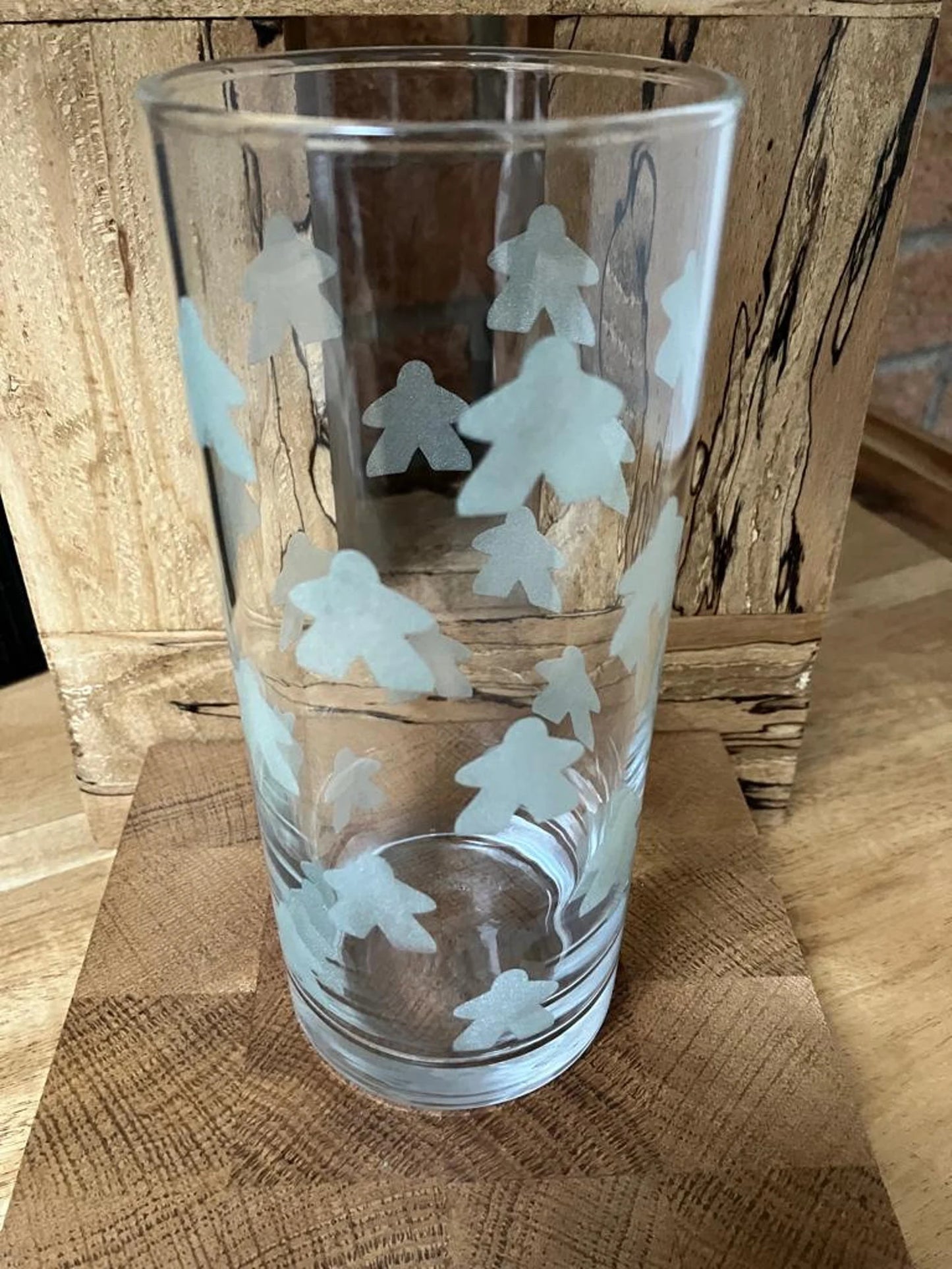 Meeple themed Highball glass - 400ml -  with many Meeples
