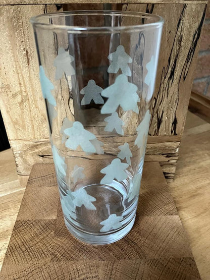 Meeple themed Highball glass - 400ml -  with many Meeples