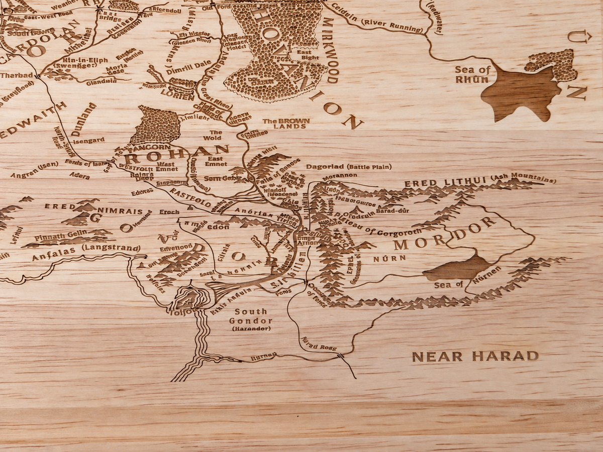 Lord of the Rings inspired Middle Earth Map Rectangular Chopping Board