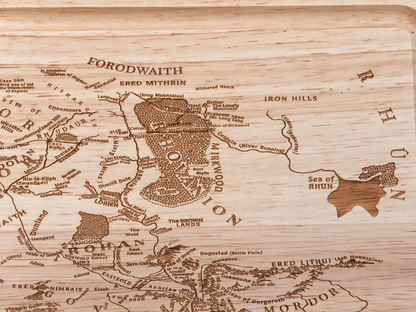 Lord of the Rings inspired Middle Earth Map Rectangular Chopping Board