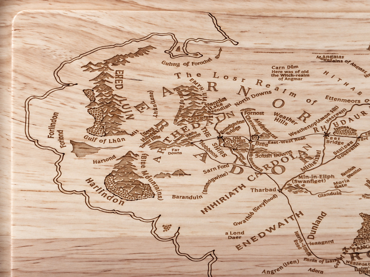 Lord of the Rings inspired Middle Earth Map Rectangular Chopping Board