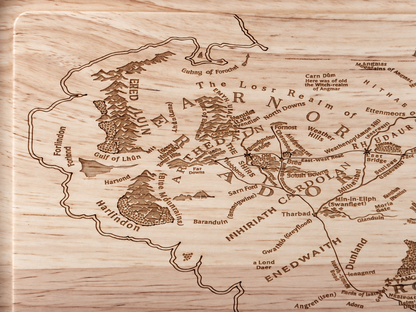Lord of the Rings inspired Middle Earth Map Rectangular Chopping Board