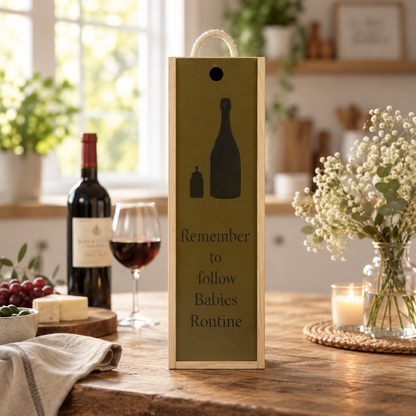 Personalised Wooden Wine Box Mum Dad Baby New Born Custom Engraved