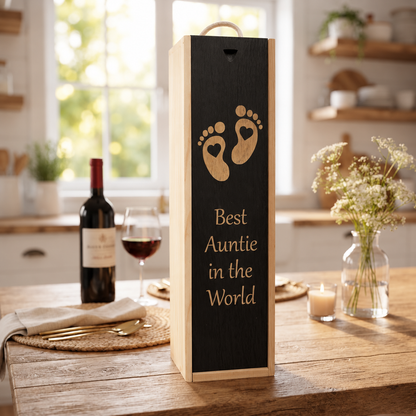 Personalised Wooden Wine Box Mum Dad Baby New Born Custom Engraved