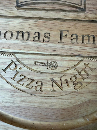 Personalised Round Pizza, presentation, charcuterie, chopping board