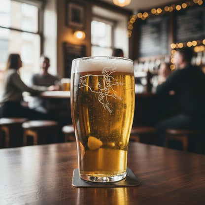 Personalised - Fathers Day - Fist Bump - Engraved Pint Glass - Presentation Box
