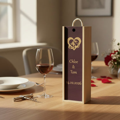 Engagement - Personalise - Bespoke Bottle Box - Choose from 10 Designs - 6 Colours - Wood and Acrylic