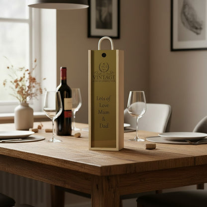 Happy Birthday - Personalise - Bespoke Bottle Box - Choose from 10 Designs - 6 Colours - Wood and Acrylic
