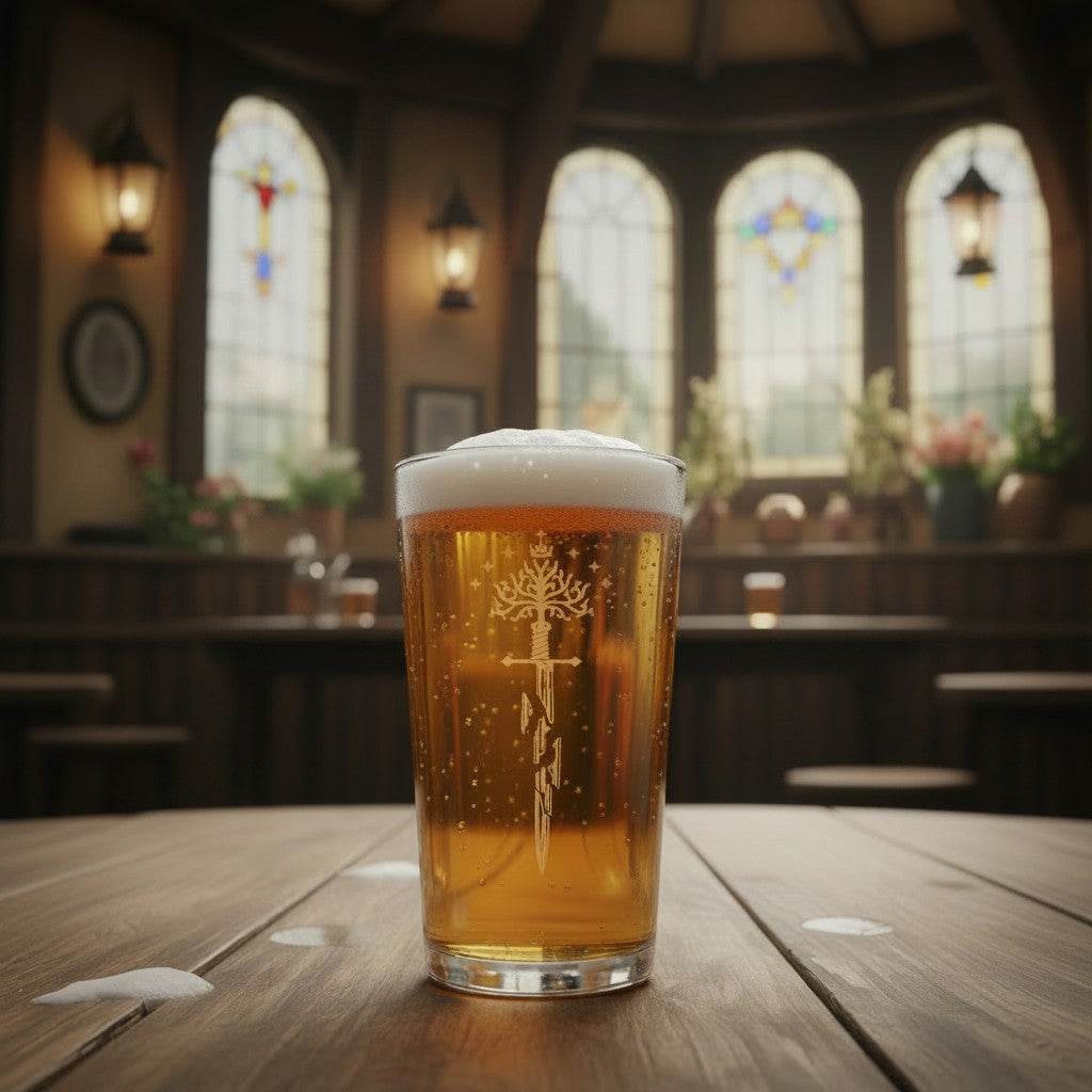 Anduril Full Sword - Engraved Pint Glass - Presentation Box
