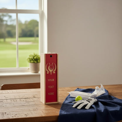 Golf - Personalise - Bespoke Bottle Box - Choose from 10 Designs - 6 Colours - Wood and Acrylic