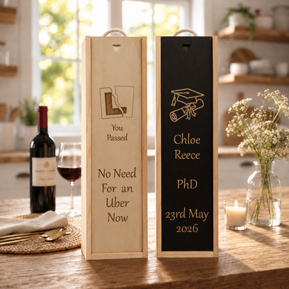 Personalised Wine Box Special Occasions Graduation Driving Test New Home Retirement Thank You