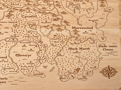 Tamriel Map Elder Scrolls inspired Rectangular Chopping Board