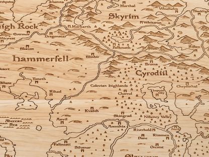 Tamriel Map Elder Scrolls inspired Rectangular Chopping Board