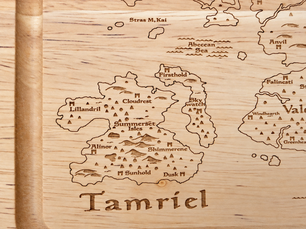 Tamriel Map Elder Scrolls inspired Rectangular Chopping Board