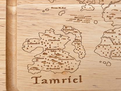 Tamriel Map Elder Scrolls inspired Rectangular Chopping Board